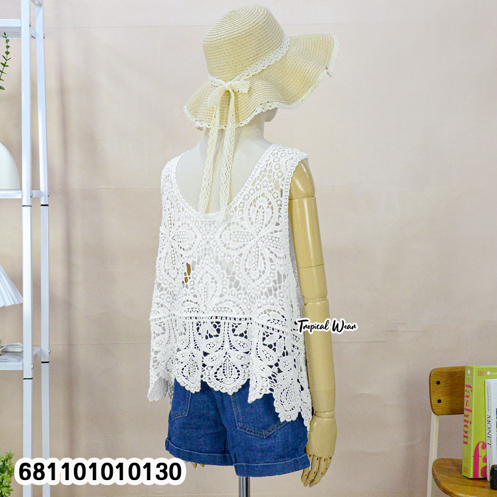 Free size cotton lace top for women, lightweight sleeveless design, soft comfortable casual summer wear