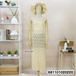 Casual cotton knit summer dress in free size with airy knit texture