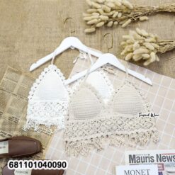 women cotton crochet bralette top with summer halter fit