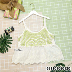 cotton crochet cami top with airy lace peplum