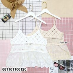 Summer Crochet Lace Peplum – เสื้อสายเดี่ยวถักโครเชต์ชายระบาย-681101100120
