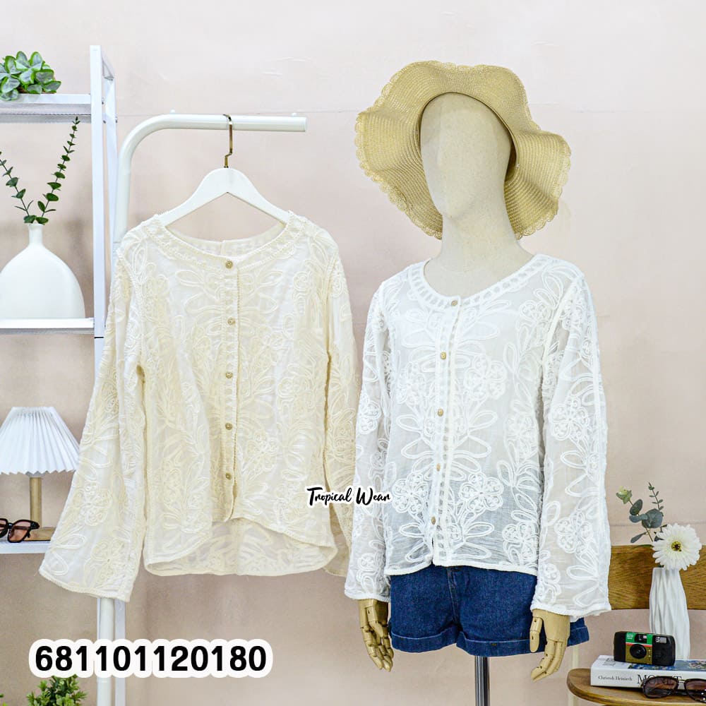 Floral Lace Button Cardigan – เสื้อคลุมลูกไม้ลายดอกติดกระดุม-681101120180