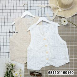 Floral Crochet Button Vest – เสื้อกั๊กโครเชต์ลายดอกติดกระดุม-681101160140