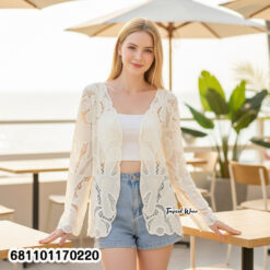 Everyday lace long sleeve blouse free size with breathable lace texture and relaxed silhouette