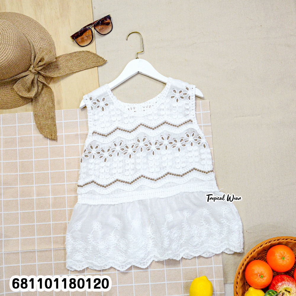 feminine cotton lace peplum blouse free size