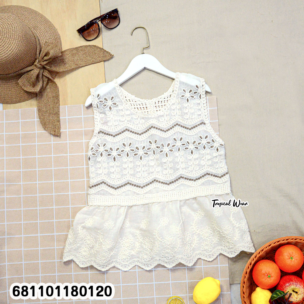 feminine cotton lace peplum blouse free size