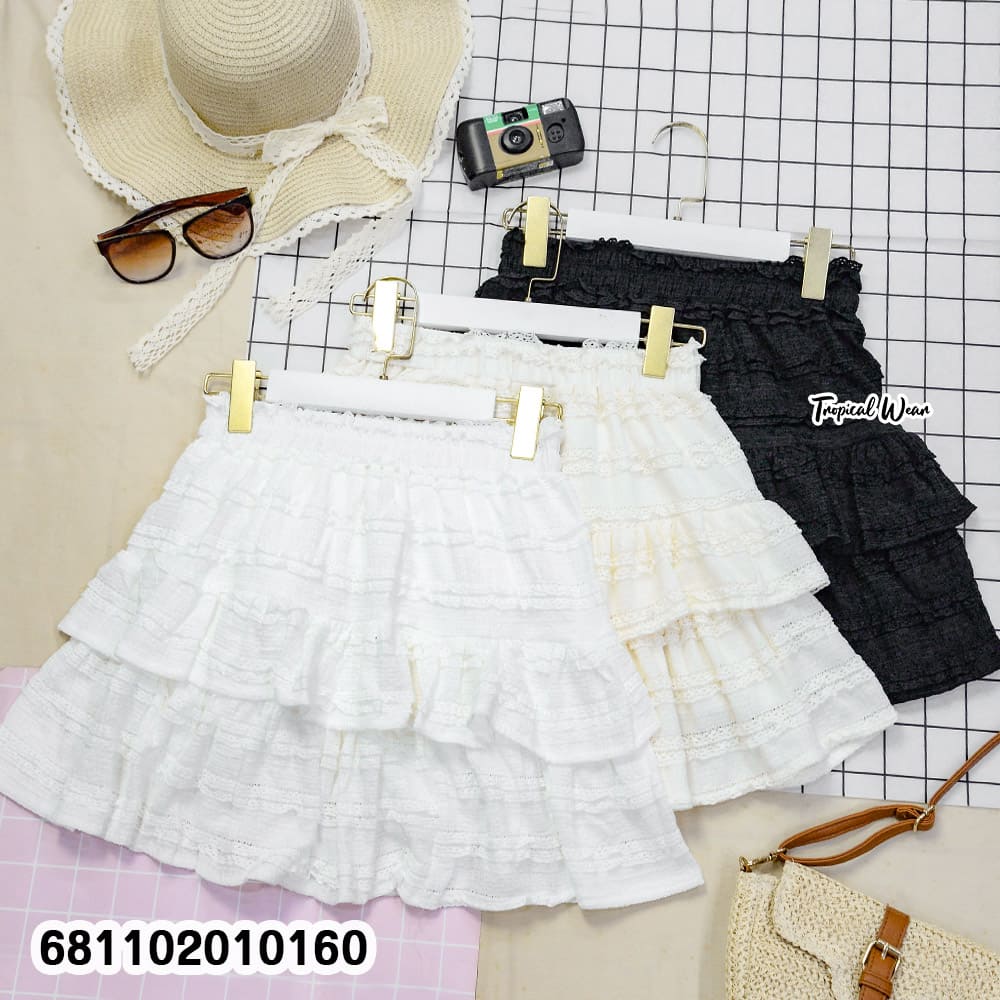 Elegant Lace Mini Ruffle Skirt – กระโปรงสั้นแต่งระบาย-681102010160