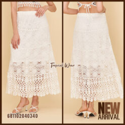 everyday free-size cotton crochet-style maxi skirt with breathable texture