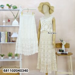 Floral Crochet Lace Long Skirt – กระโปรงโครเชต์ลายดอกยาวลูกไม้-681102040340