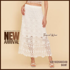 everyday free-size cotton crochet-style maxi skirt with breathable texture