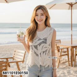 Everyday cotton lace sleeveless blouse for women, free size, lightweight lace fabric