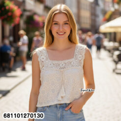 Chic cotton lace top with sleeveless design and feminine details