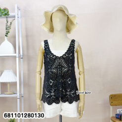 Breathable cotton lace summer top with crochet-look pattern, free size fit
