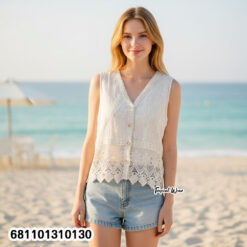 Women’s lace vest designed for summer layering, free size, lightweight feel
