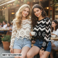 boho crochet style top for easy layering with zigzag pattern