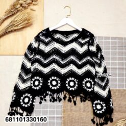 boho crochet style top for easy layering with zigzag pattern