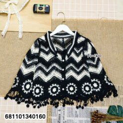 Retro casual crochet look blouse free size with relaxed fit
