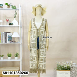 Boho style long vest displayed for wholesale fashion buyers, free size and versatile design.