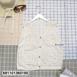 Women cotton embroidered vest with cotton thread details, sleeveless design, free size fit for everyday wear