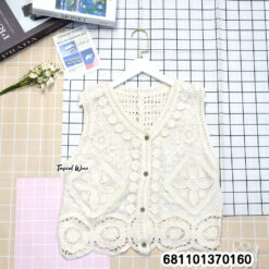 Lace vest displayed for wholesale boutique sales, free size, versatile daily wear design.