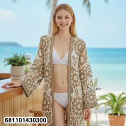 Crochet look cover-up styled casually for beach and city wear