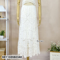 Free size cotton lace maxi skirt with floral lace pattern for everyday wear