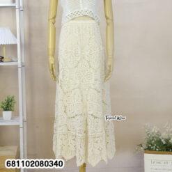 Free size cotton lace maxi skirt with floral lace pattern for everyday wear