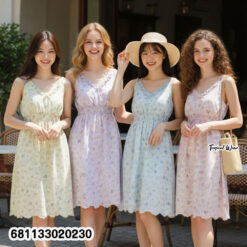 Pastel Floral Summer Dress | เดรสสายเดี่ยวลายดอกโทนพาสเทลซัมเมอร์-681133020230