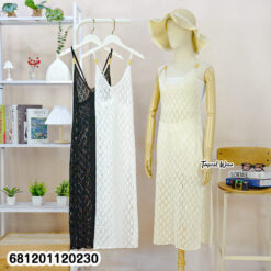 Minimal Crochet Sleeveless Maxi Dress เดรสโครเชต์ยาวแขนกุด สไตล์มินิมอล-681201120230