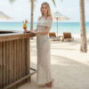 Boho knit maxi dress with relaxed silhouette and summer-ready texture.