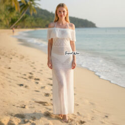 Boho knit maxi dress with relaxed silhouette and summer-ready texture.