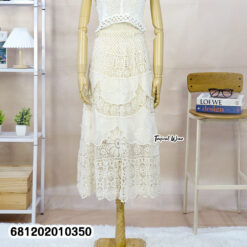 Flowing romantic lace skirt with layered details styled for summer
