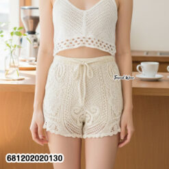 Women cotton lace summer shorts with free size fit, elastic waist, and lightweight everyday design