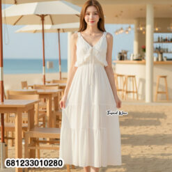 Soft feminine summer dress with flowing cotton fabric