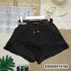 Extra large crochet style beach shorts with elastic waist and drawstring