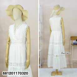 White Lace V-Cut Summer Dress เดรสลูกไม้สีขาว คอวี ใส่ซัมเมอร์-681201170320