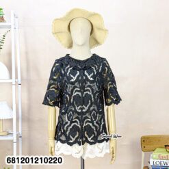 Black floral lace loose fit short sleeve top lightweight summer style
