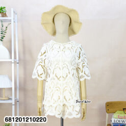 Black floral lace loose fit short sleeve top lightweight summer style