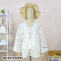Breathable cotton embroidered cardigan ideal for hot tropical climate layering