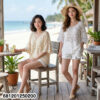 oversized cotton crochet blouse loose fit free size women summer wholesale fashion