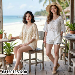 oversized cotton crochet blouse loose fit free size women summer wholesale fashion