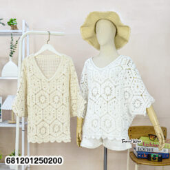 Boho Crochet Lace Loose Top เสื้อถักลูกไม้ ทรงหลวม สไตล์โบโฮ-681201250200