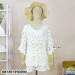oversized cotton crochet blouse loose fit free size women summer wholesale fashion