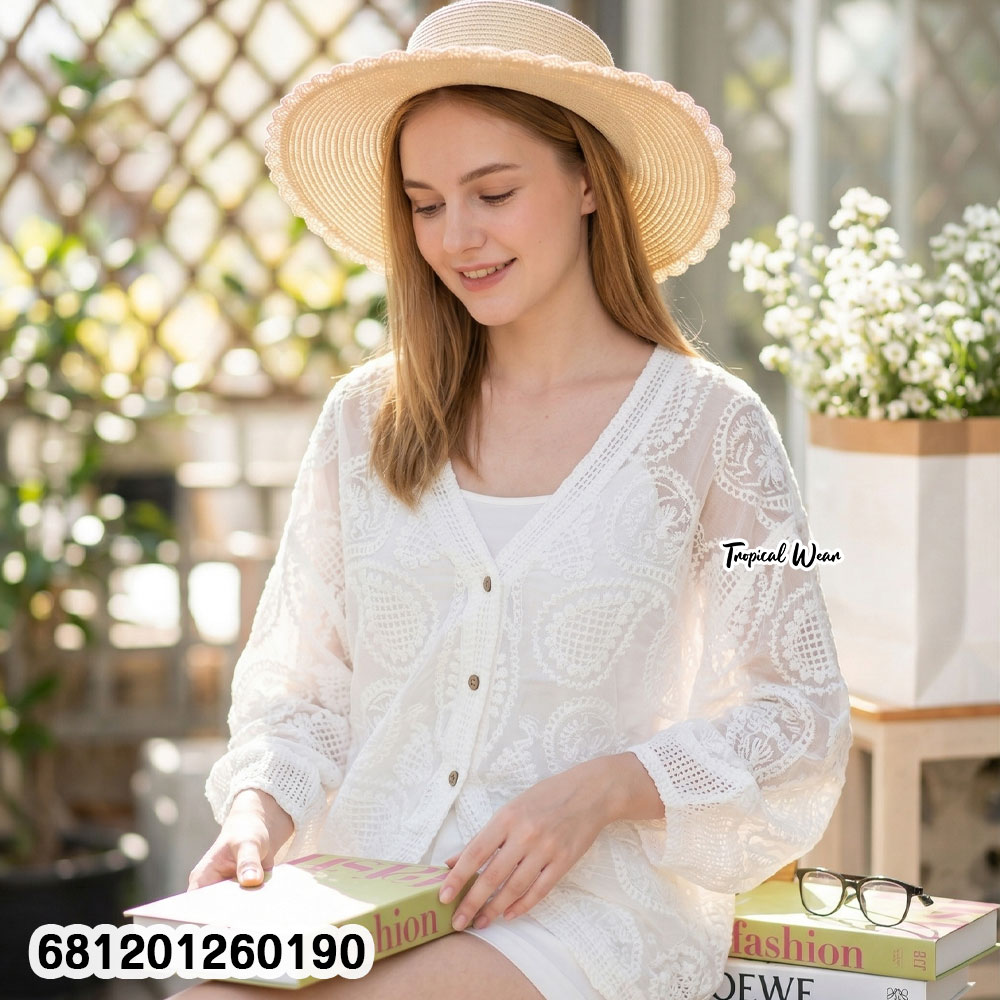 oversized cotton crochet blouse loose fit free size for wholesale summer fashion