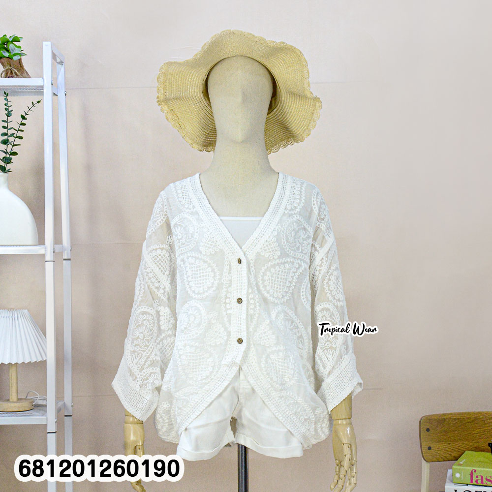 oversized cotton crochet blouse loose fit free size for wholesale summer fashion