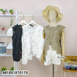 Asymmetric Floral Lace Sleeveless Top เสื้อแขนกุดลูกไม้ลายดอก ชายเฉียง-681201270170