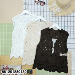 Crochet Lace Sleeveless Vest เสื้อกั๊กถักโครเชต์ แขนกุด-681201280130