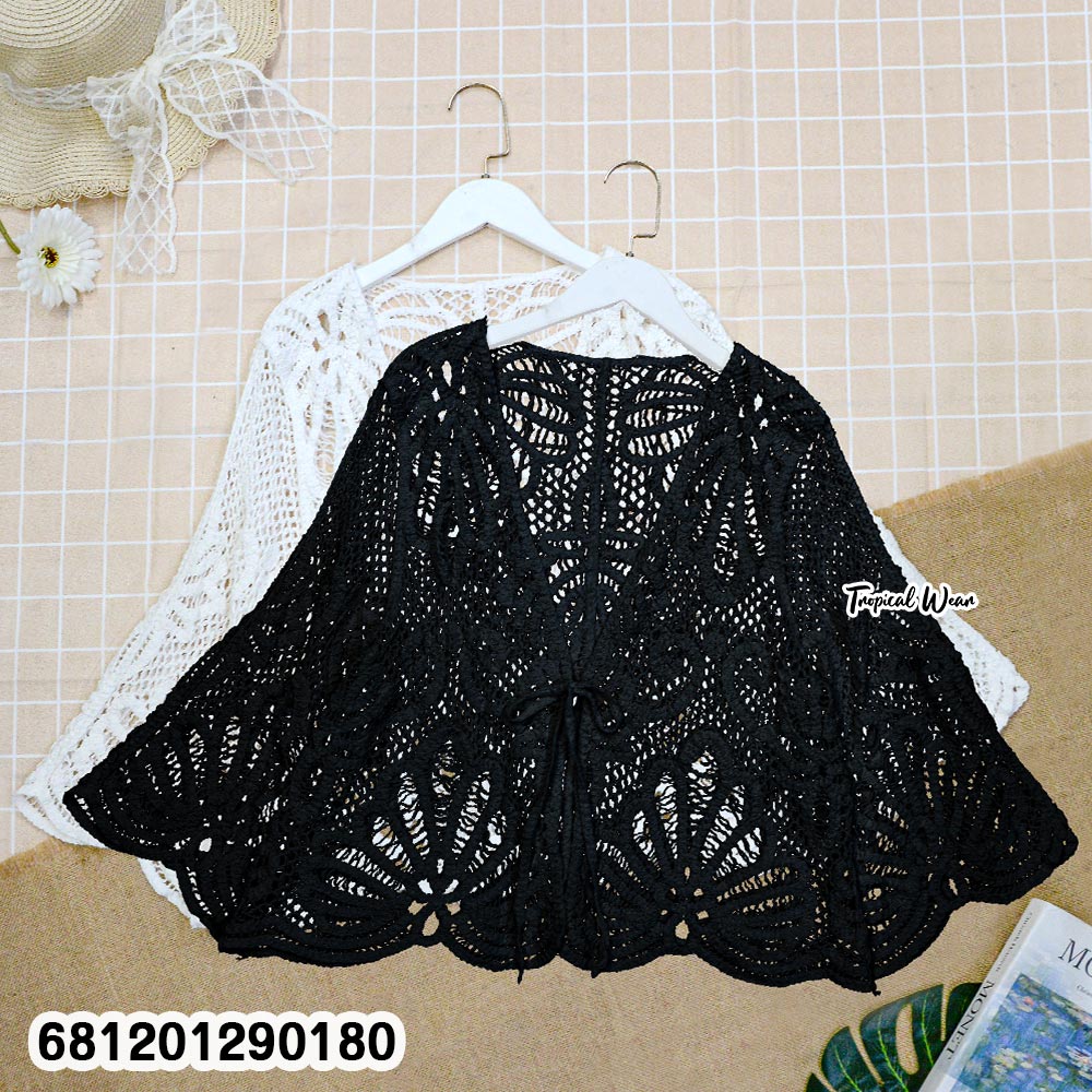Boho style white crochet kimono resort wear