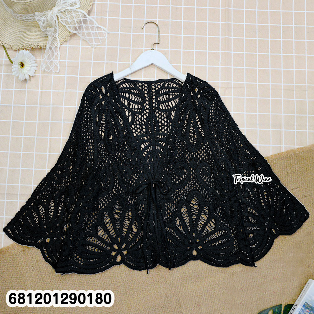 Boho style white crochet kimono resort wear