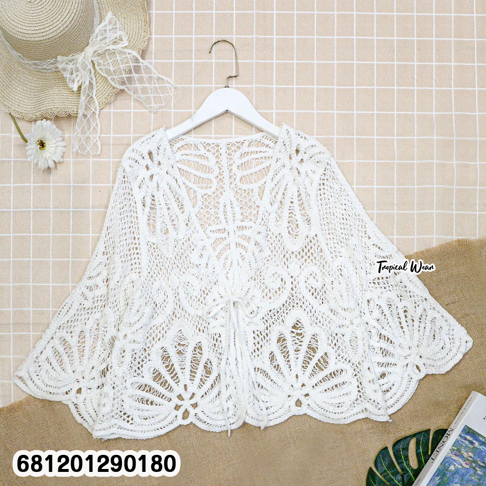 Crochet Tie-Front Short Cardigan เสื้อคลุมโครเชต์ ผูกหน้า ทรงสั้น-681201290180